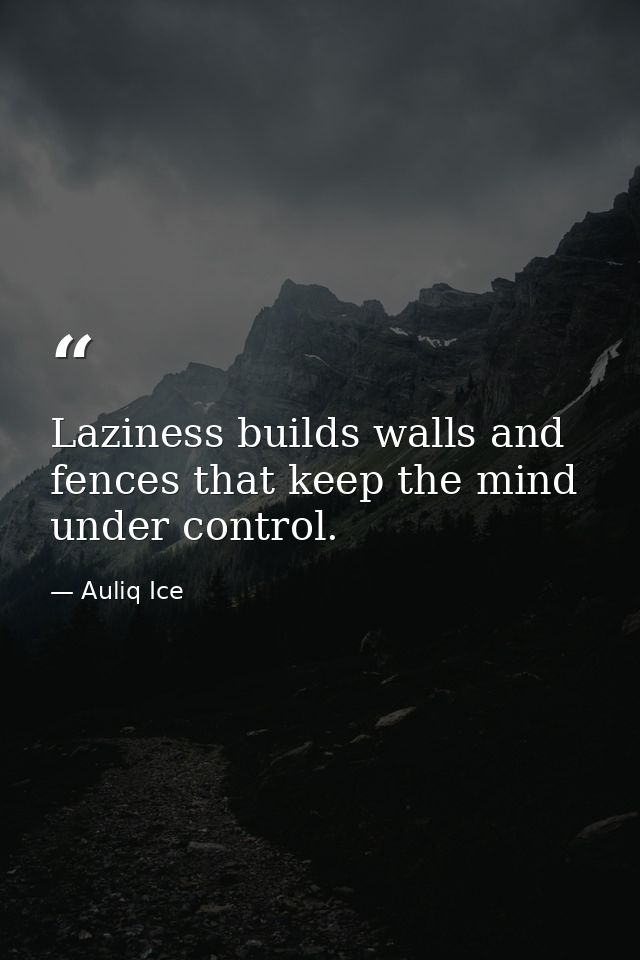 Laziness builds walls and fences that keep the mind under control. — Auliq Ice
