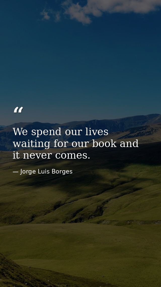 We spend our lives waiting for our book and it never comes. — Jorge Luis Borges