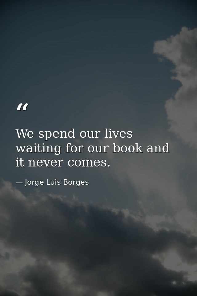 We spend our lives waiting for our book and it never comes. — Jorge Luis Borges