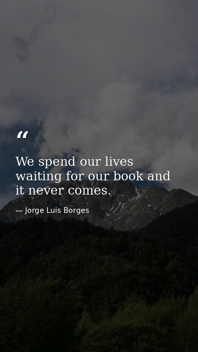 We spend our lives waiting for our book and it never comes. — Jorge Luis Borges