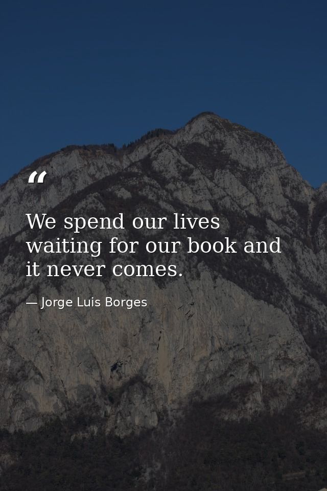We spend our lives waiting for our book and it never comes. — Jorge Luis Borges