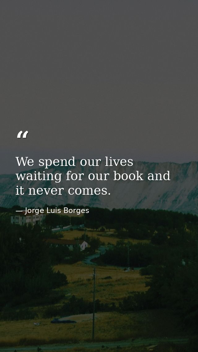 We spend our lives waiting for our book and it never comes. — Jorge Luis Borges