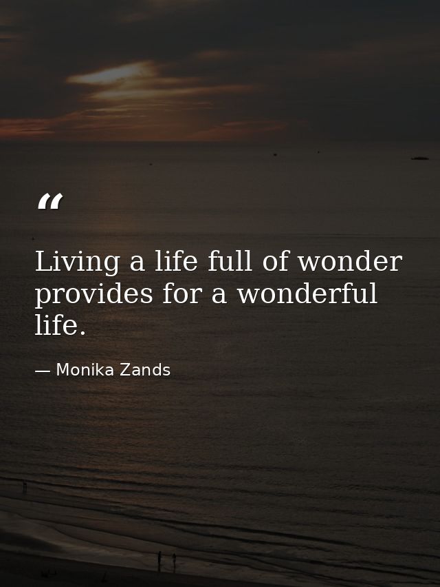 Living a life full of wonder provides for a wonderful life. — Monika Zands