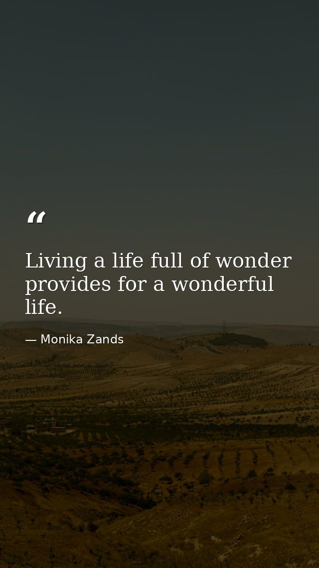 Living a life full of wonder provides for a wonderful life. — Monika Zands