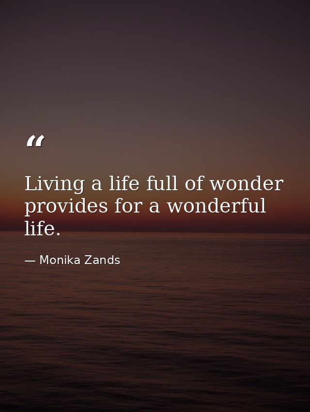 Living a life full of wonder provides for a wonderful life. — Monika Zands