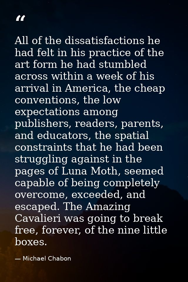 All of the dissatisfactions he had felt in his practice of the art form he had stumbled across within a week of his arri — Michael Chabon