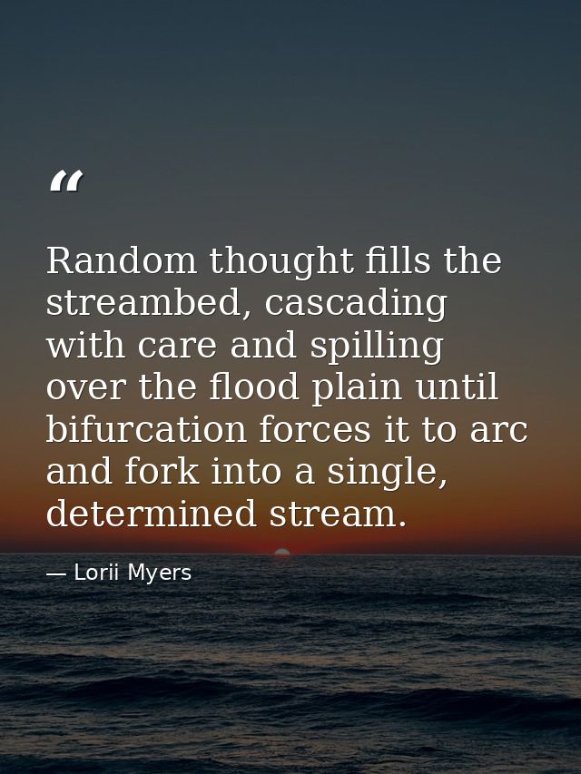 Random thought fills the streambed, cascading with care and spilling over the flood plain until bifurcation forces it to — Lorii Myers