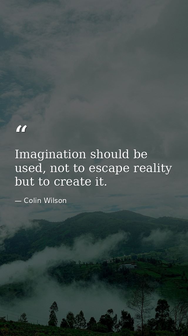 Imagination should be used, not to escape reality but to create it. — Colin Wilson