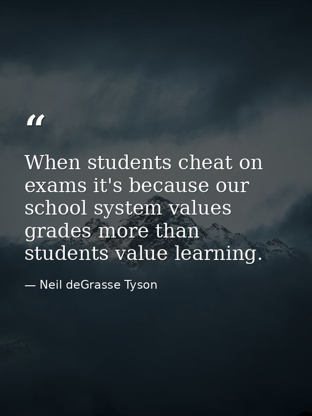 When students cheat on exams it's because our school system values grades more than students value learning. — Neil deGrasse Tyson