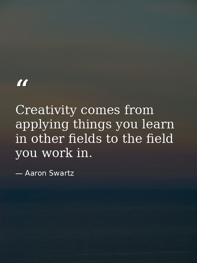 Creativity comes from applying things you learn in other fields to the field you work in. — Aaron Swartz