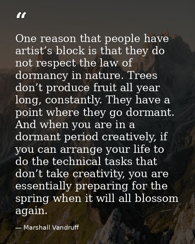 One reason that people have artist’s block is that they do not respect the law of dormancy in nature. Trees don’t produc — Marshall Vandruff