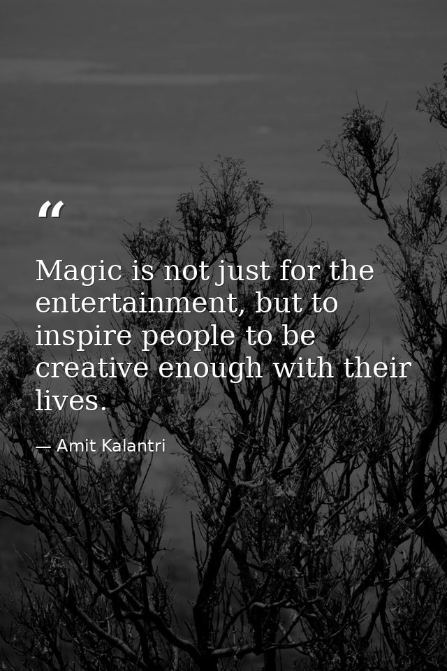 Magic is not just for the entertainment, but to inspire people to be creative enough with their lives. — Amit Kalantri