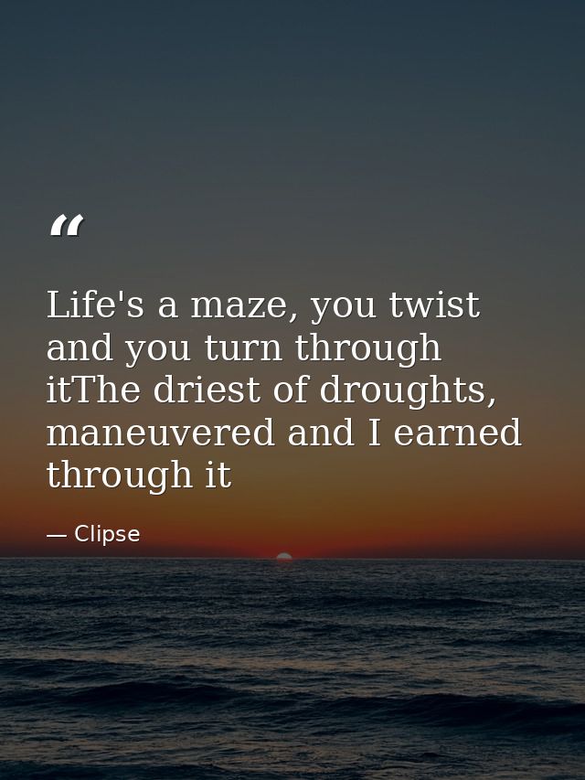 Life's a maze, you twist and you turn through itThe driest of droughts, maneuvered and I earned through it — Clipse