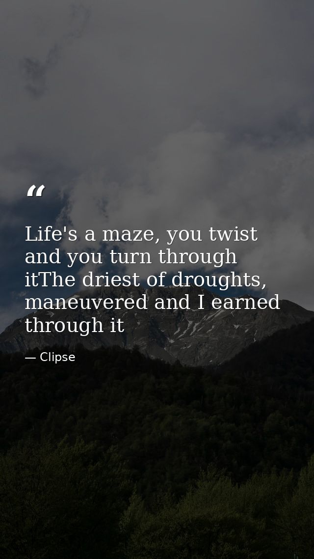 Life's a maze, you twist and you turn through itThe driest of droughts, maneuvered and I earned through it — Clipse