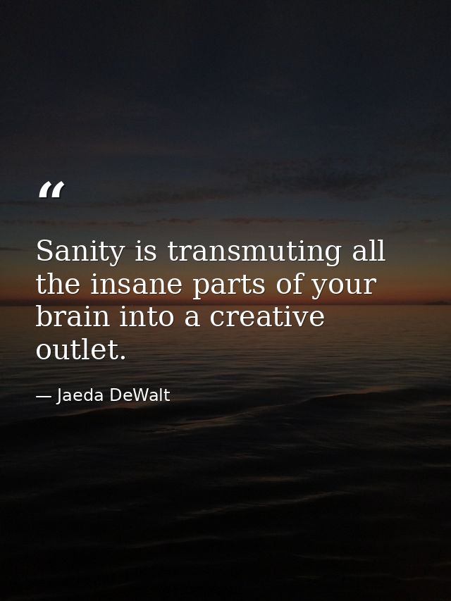 Sanity is transmuting all the insane parts of your brain into a creative outlet. — Jaeda DeWalt