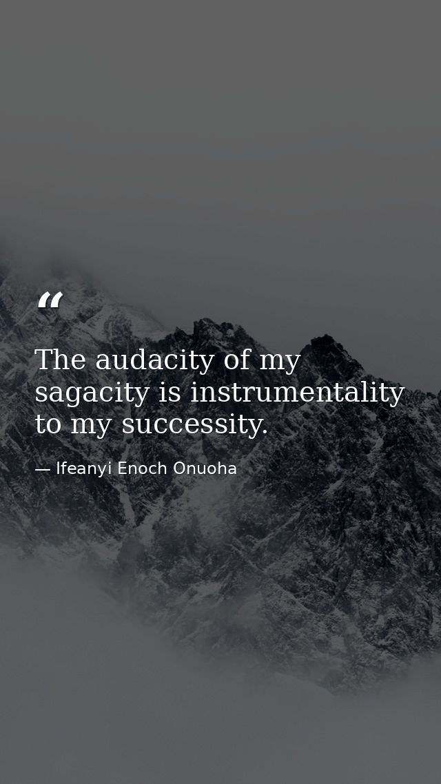 The audacity of my sagacity is instrumentality to my successity. — Ifeanyi Enoch Onuoha