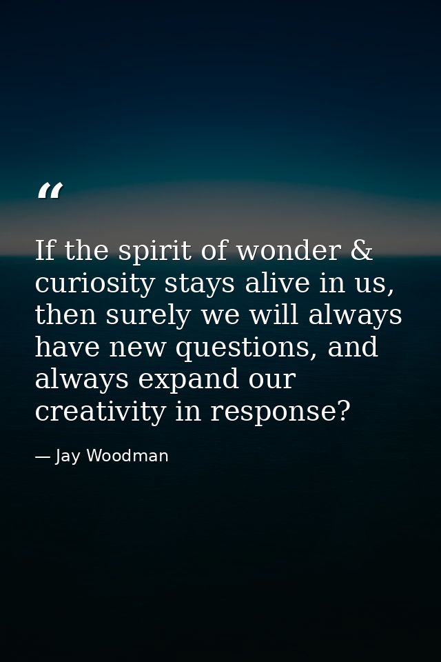 If the spirit of wonder & curiosity stays alive in us, then surely we will always have new questions, and always expand  — Jay Woodman