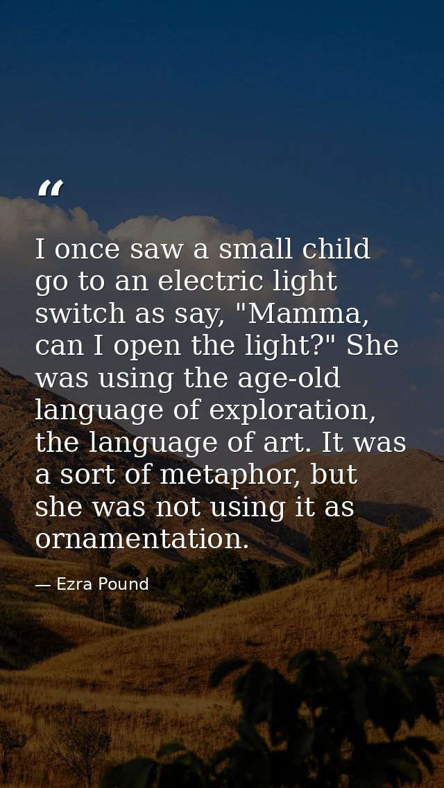 I once saw a small child go to an electric light switch as say, "Mamma, can I open the light?" She was using the age-old — Ezra Pound