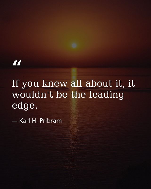 If you knew all about it, it wouldn't be the leading edge. — Karl H. Pribram
