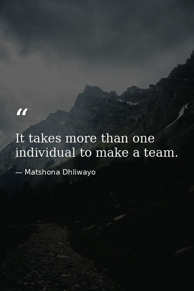 It takes more than one individual to make a team. — Matshona Dhliwayo