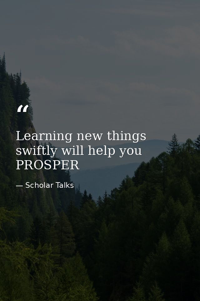 Learning new things swiftly will help you PROSPER — Scholar Talks