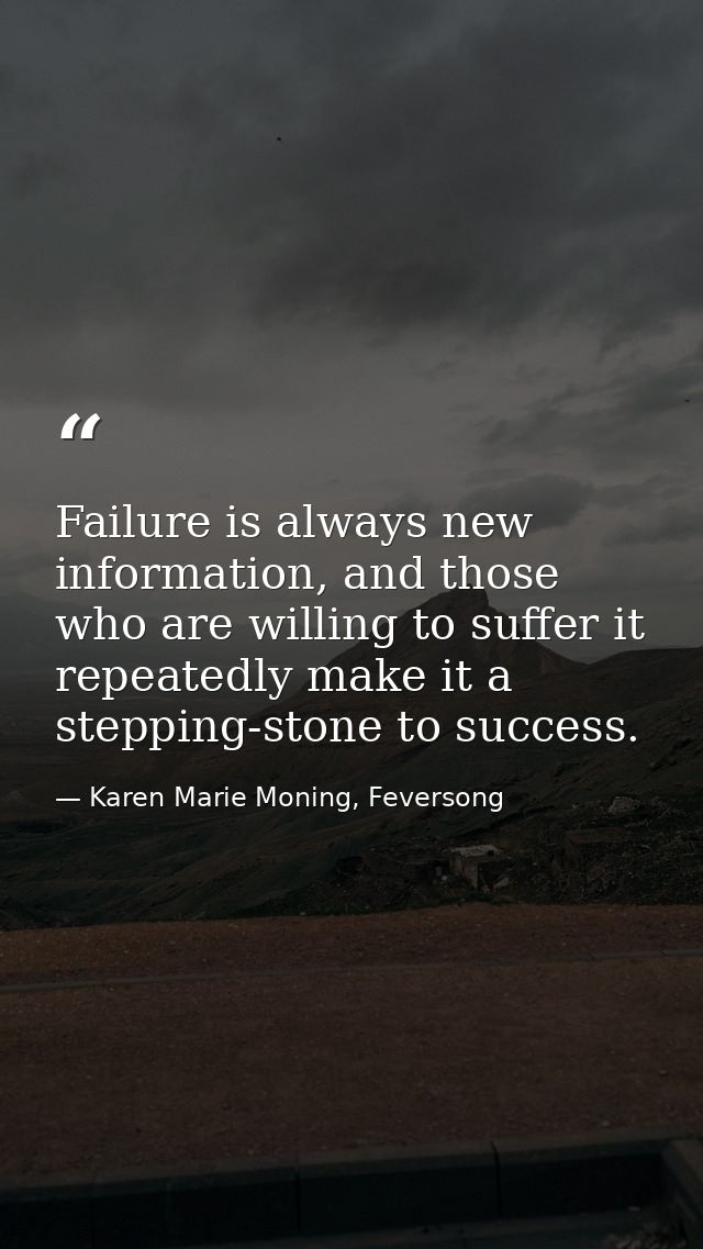 Failure is always new information, and those who are willing to suffer it repeatedly make it a stepping-stone to success — Karen Marie Moning, Feversong