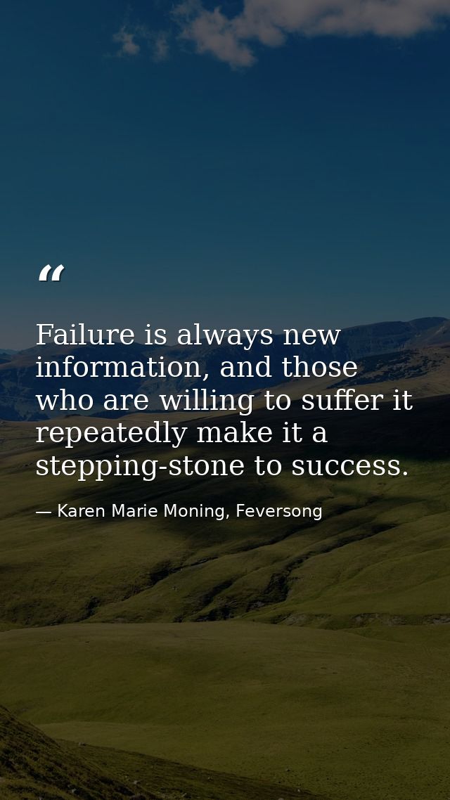 Failure is always new information, and those who are willing to suffer it repeatedly make it a stepping-stone to success — Karen Marie Moning, Feversong