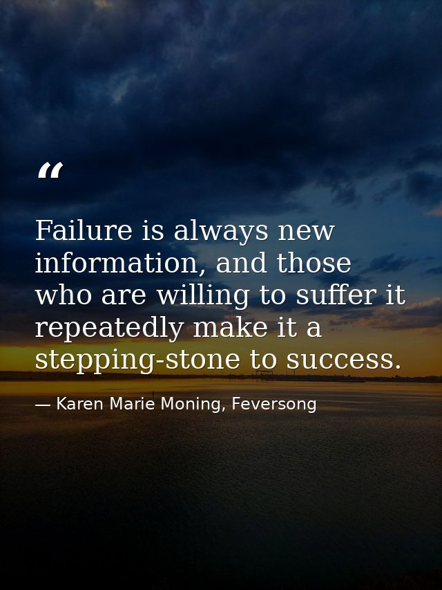 Failure is always new information, and those who are willing to suffer it repeatedly make it a stepping-stone to success — Karen Marie Moning, Feversong