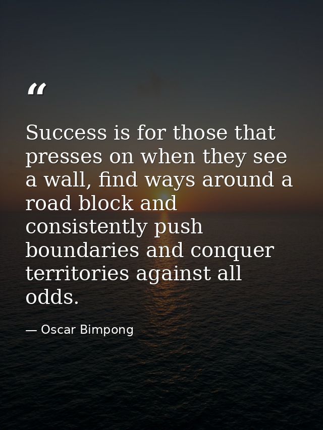 Success is for those that presses on when they see a wall, find ways around a road block and consistently push boundarie — Oscar Bimpong