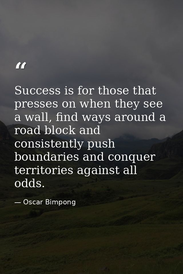 Success is for those that presses on when they see a wall, find ways around a road block and consistently push boundarie — Oscar Bimpong