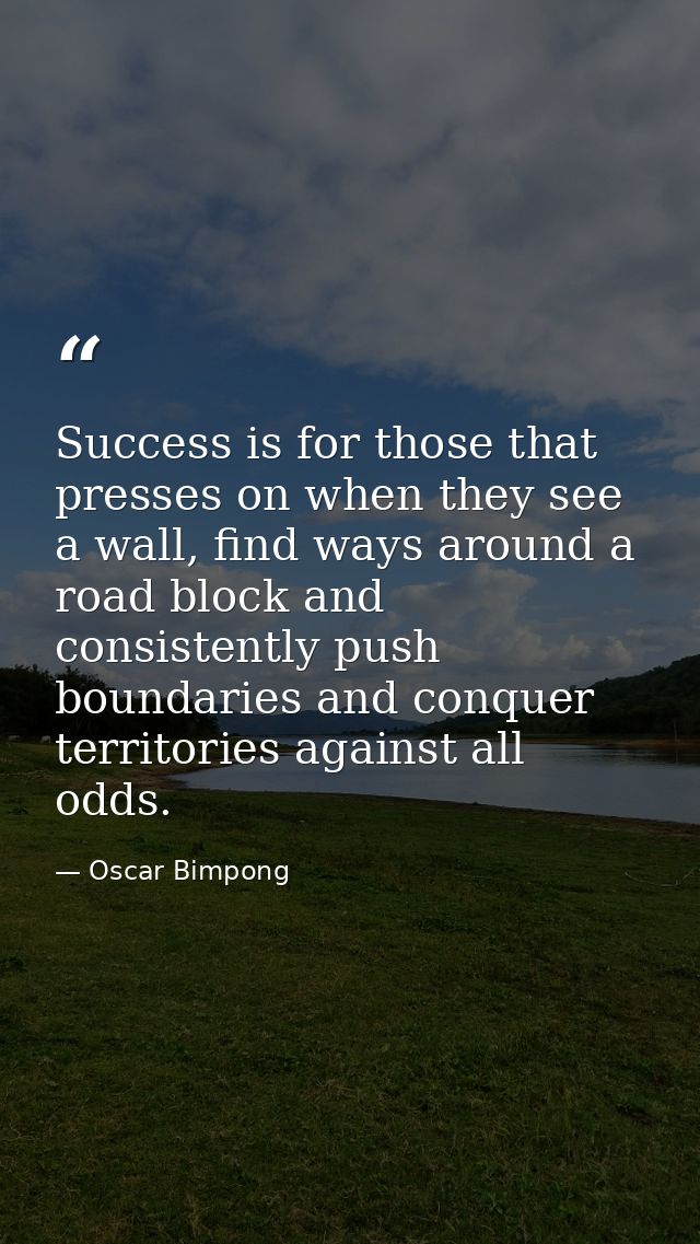 Success is for those that presses on when they see a wall, find ways around a road block and consistently push boundarie — Oscar Bimpong