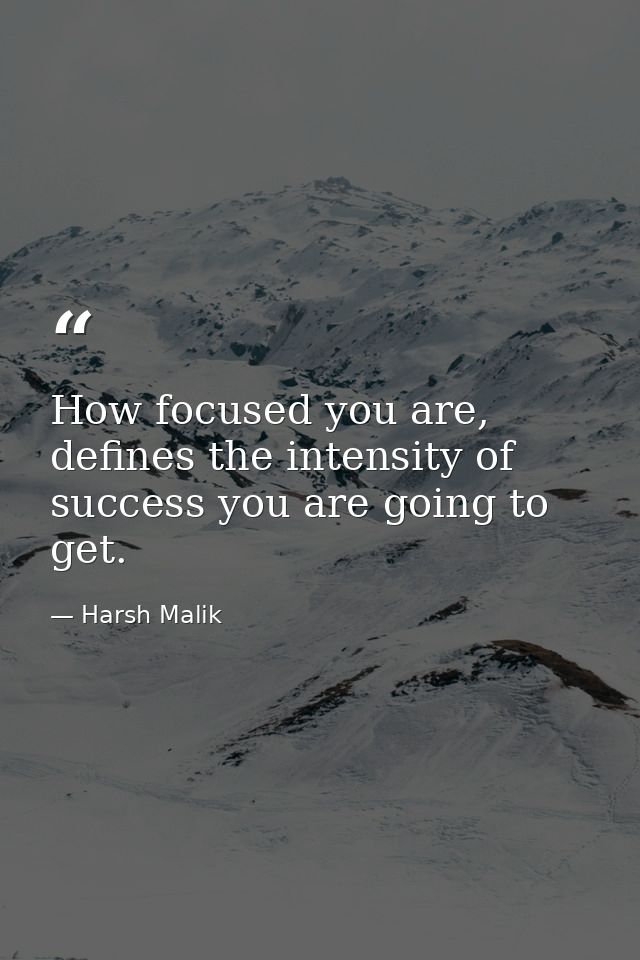How focused you are, defines the intensity of success you are going to get. — Harsh Malik