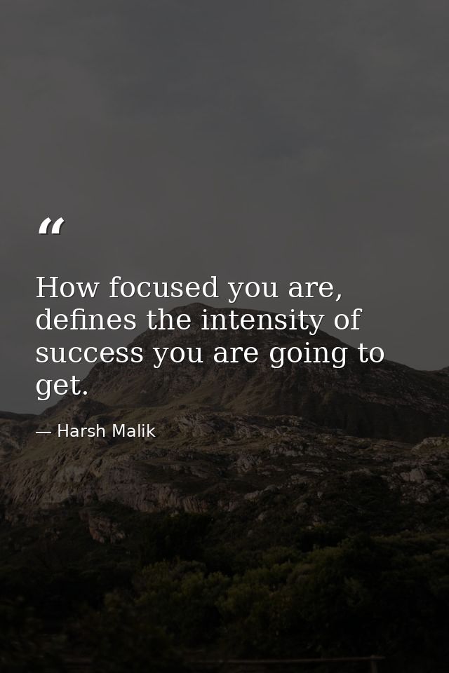 How focused you are, defines the intensity of success you are going to get. — Harsh Malik