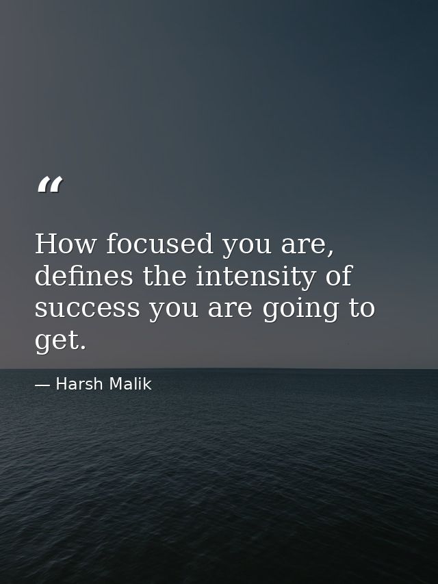 How focused you are, defines the intensity of success you are going to get. — Harsh Malik