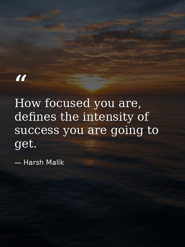 How focused you are, defines the intensity of success you are going to get. — Harsh Malik