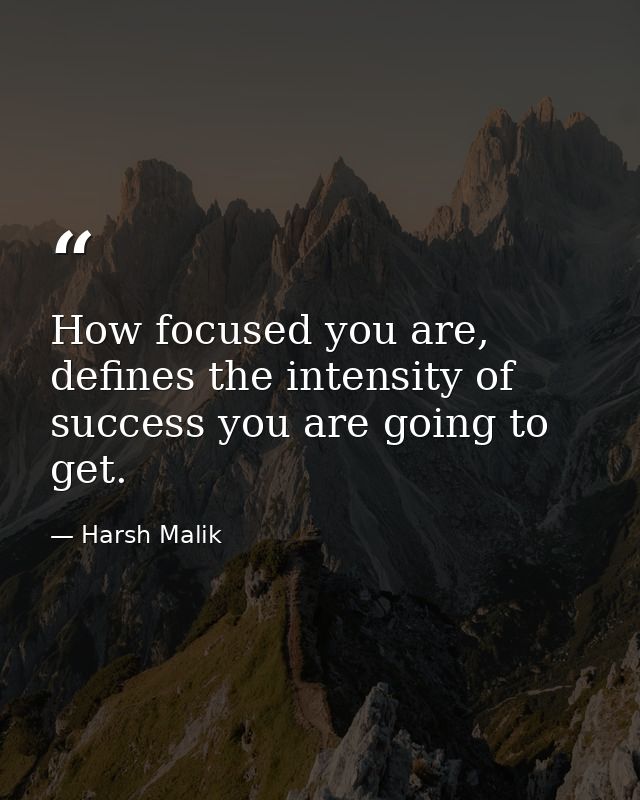 How focused you are, defines the intensity of success you are going to get. — Harsh Malik