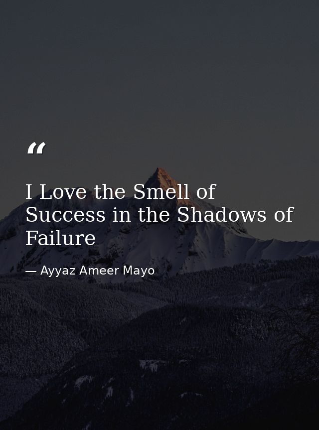 I Love the Smell of Success in the Shadows of Failure — Ayyaz Ameer Mayo