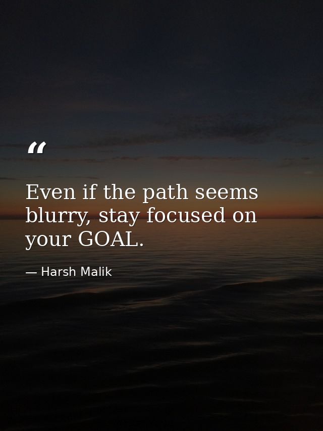 Even if the path seems blurry, stay focused on your GOAL. — Harsh Malik