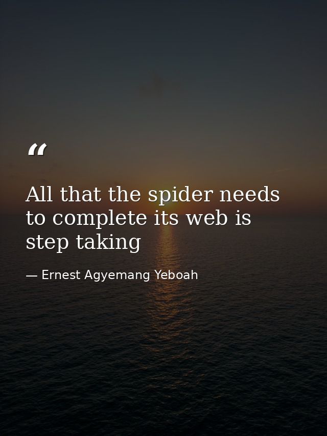 All that the spider needs to complete its web is step taking — Ernest Agyemang Yeboah