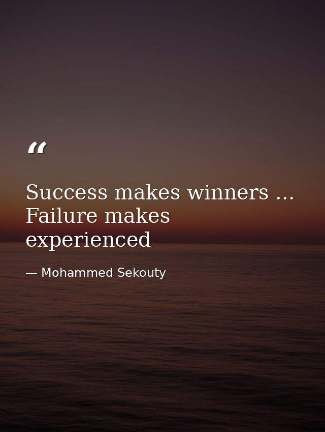 Success makes winners ... Failure makes experienced — Mohammed Sekouty