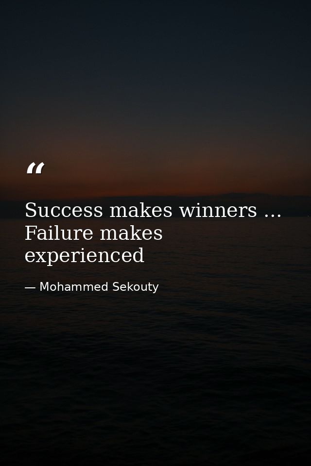 Success makes winners ... Failure makes experienced — Mohammed Sekouty
