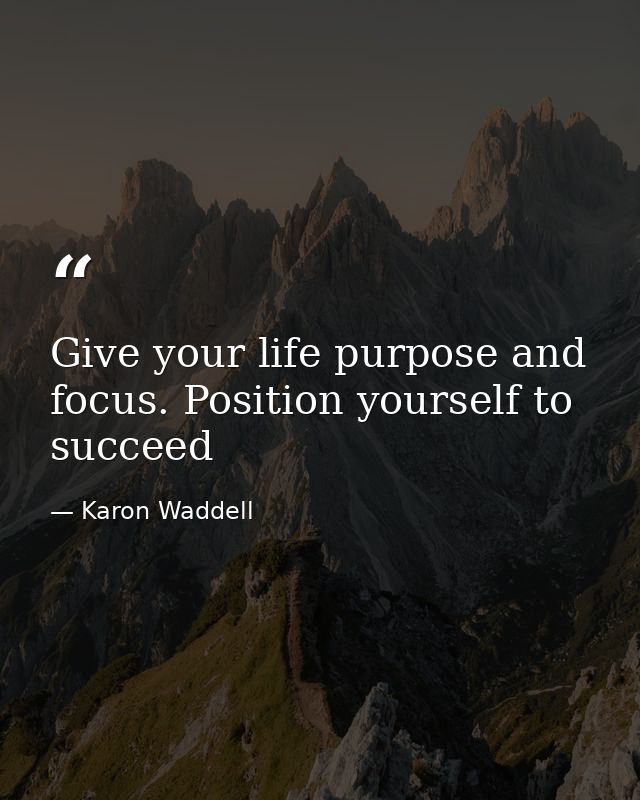Give your life purpose and focus. Position yourself to succeed — Karon Waddell