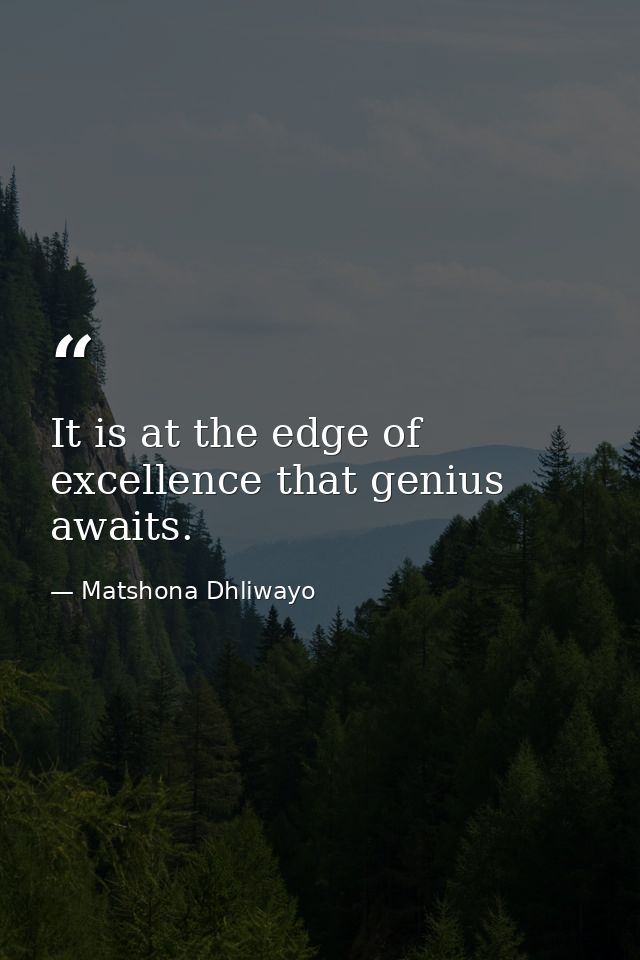 It is at the edge of excellence that genius awaits. — Matshona Dhliwayo