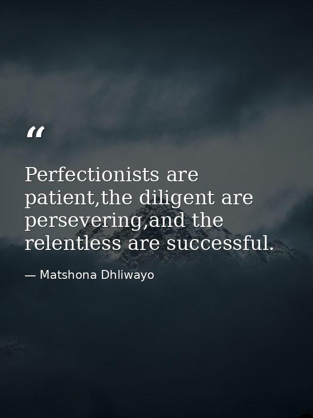 Perfectionists are patient,the diligent are persevering,and the relentless are successful. — Matshona Dhliwayo