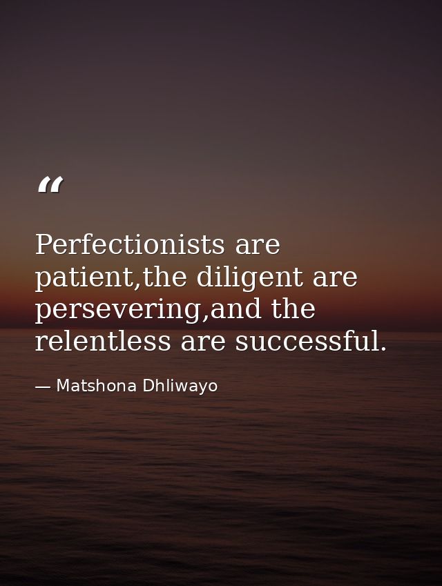 Perfectionists are patient,the diligent are persevering,and the relentless are successful. — Matshona Dhliwayo