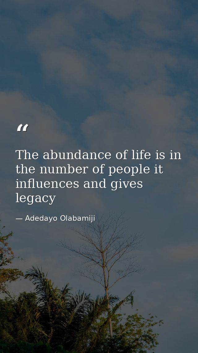 The abundance of life is in the number of people it influences and gives legacy — Adedayo Olabamiji
