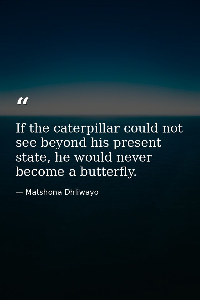 If the caterpillar could not see beyond his present state, he would never become a butterfly. — Matshona Dhliwayo