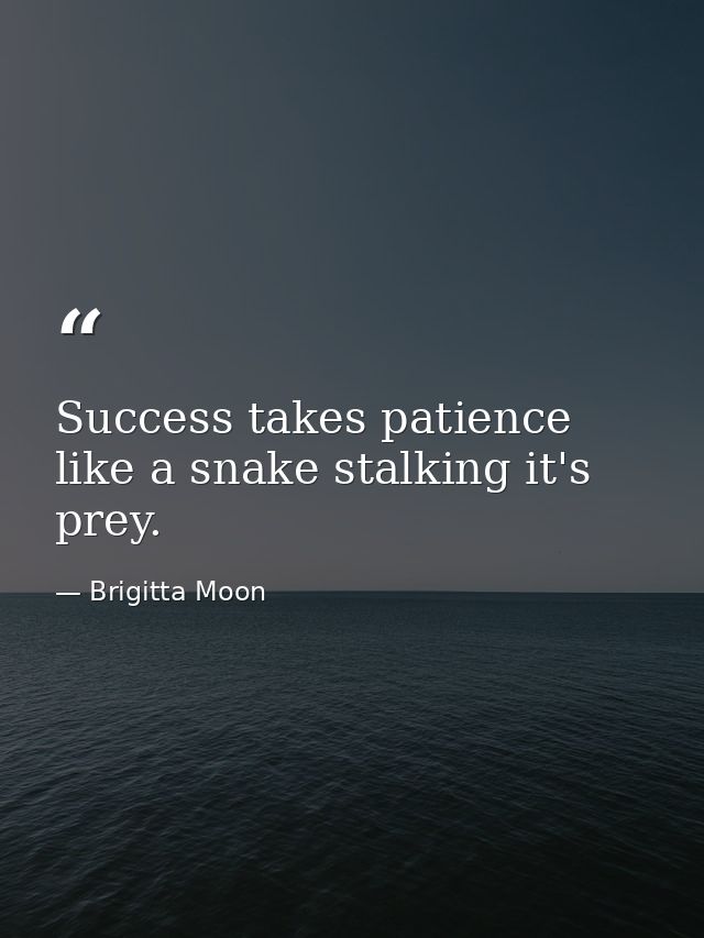 Success takes patience like a snake stalking it's prey. — Brigitta Moon