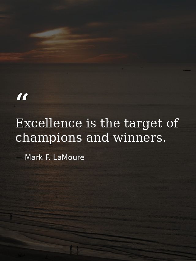 Excellence is the target of champions and winners. — Mark F. LaMoure