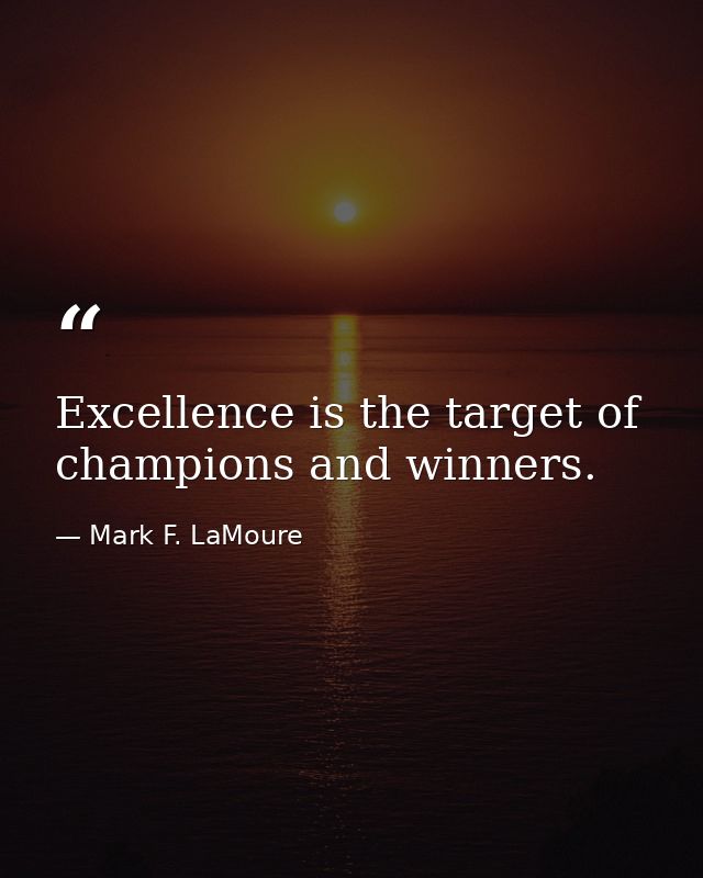 Excellence is the target of champions and winners. — Mark F. LaMoure